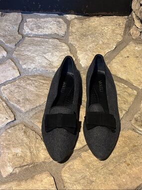 Van Eli Dark Gray Pointed Toe Flats with Bow